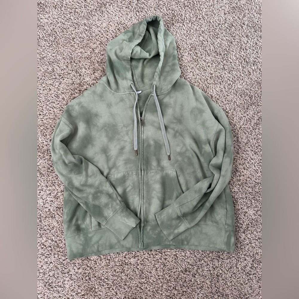 Old Navy Green Tie Dye Zip Up Jacket Large Cotton Blend